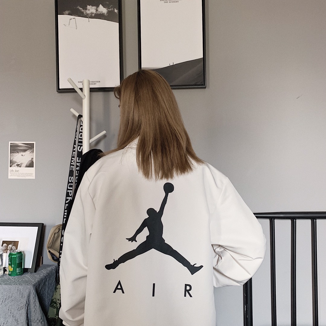 115 19年海外爆款 Nike Air Jordan Jumpman Coaches Jacket/乔丹后背飞人大logo情侣款教练夹克