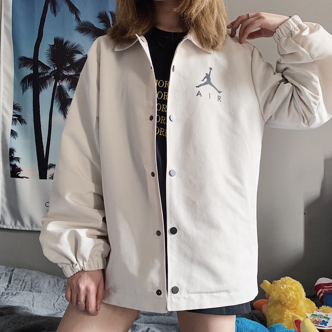 115 19年海外爆款 Nike Air Jordan Jumpman Coaches Jacket/乔丹后背飞人大logo情侣款教练夹克