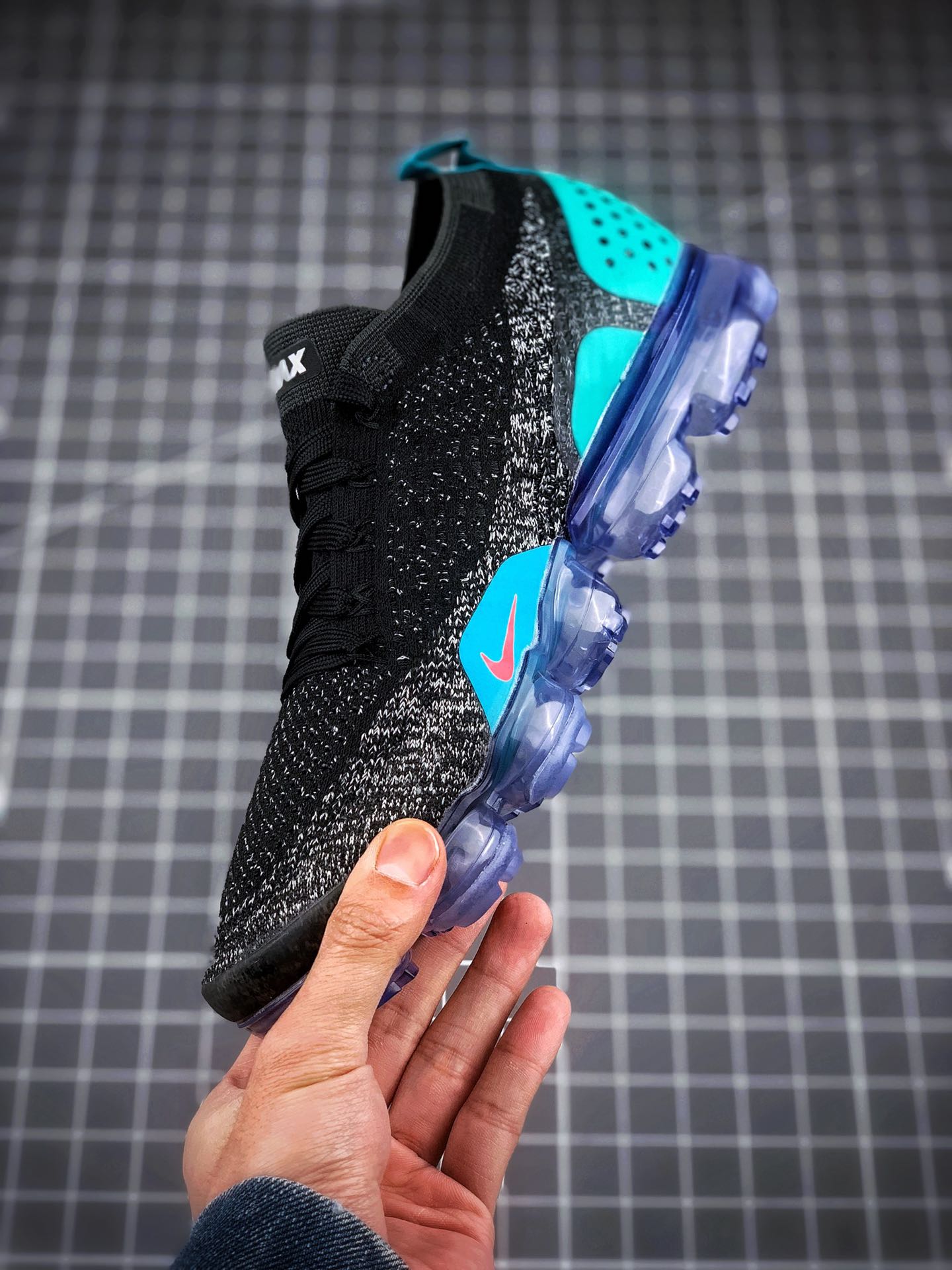 150携手工厂福利套现  强力输出  Nike Air VaporMax Flyknit 2.0 2018二代大气垫 “黑蓝紫” 真实气垫冲压 脚感完美