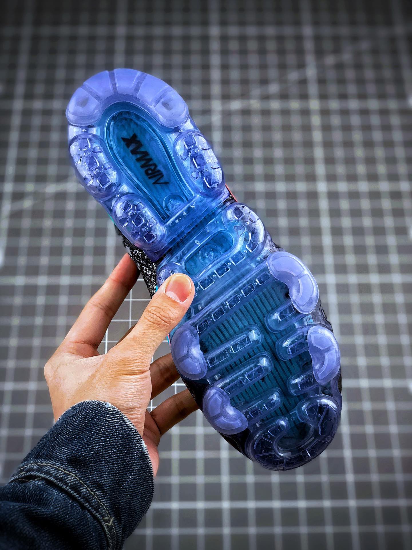 150携手工厂福利套现  强力输出  Nike Air VaporMax Flyknit 2.0 2018二代大气垫 “黑蓝紫” 真实气垫冲压 脚感完美
