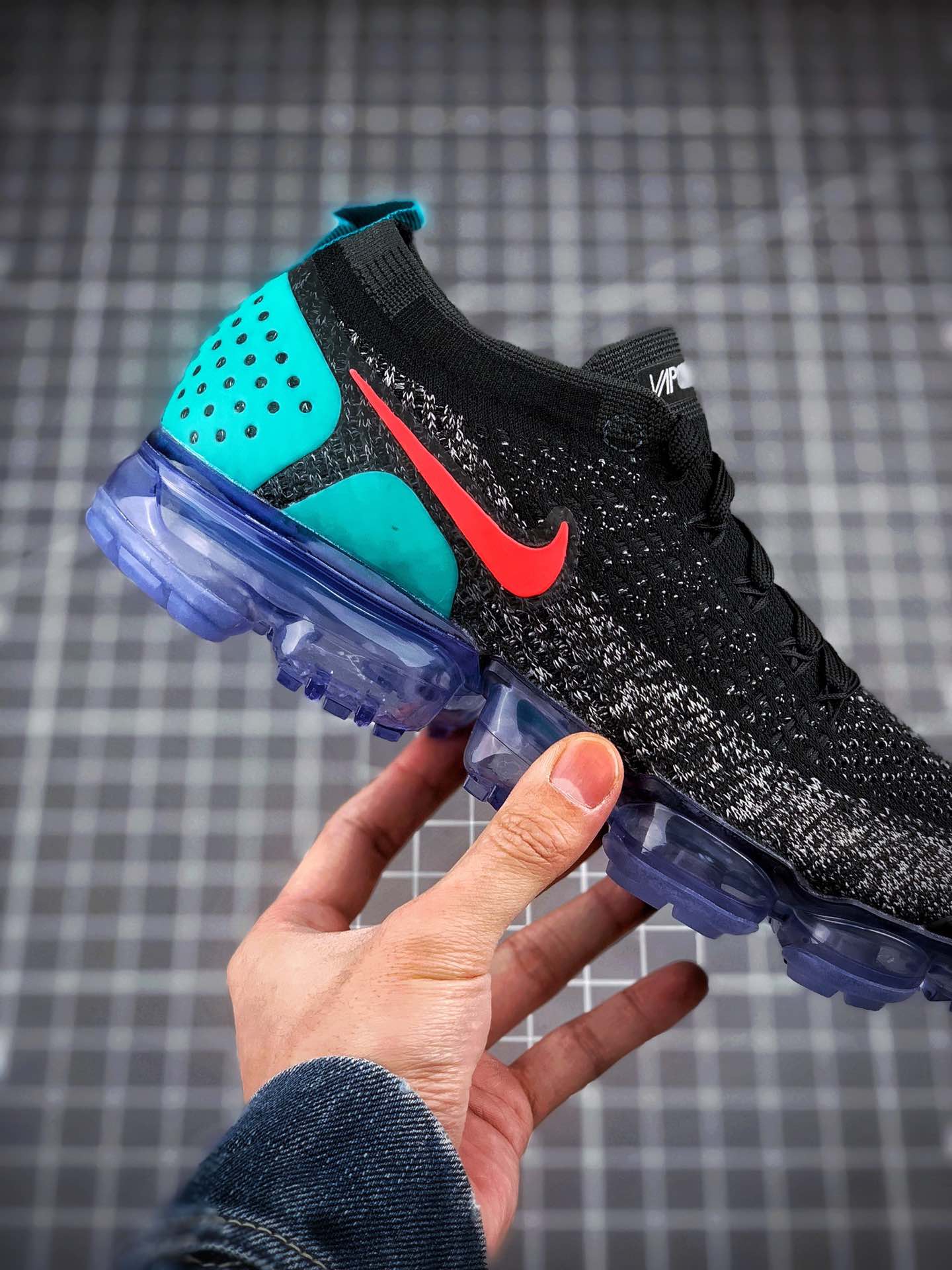 150携手工厂福利套现  强力输出  Nike Air VaporMax Flyknit 2.0 2018二代大气垫 “黑蓝紫” 真实气垫冲压 脚感完美