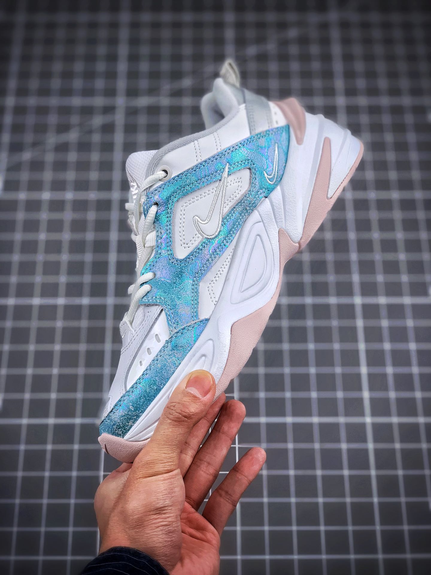 170纯原出货 区别市面先行版本  Nike Air Monarch M2K Tekno复古潮流百搭旅游老爹鞋”雾霾扎染蓝白” AO3108-103