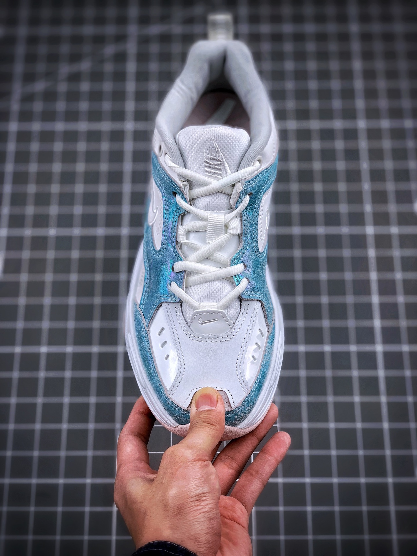 170纯原出货 区别市面先行版本  Nike Air Monarch M2K Tekno复古潮流百搭旅游老爹鞋”雾霾扎染蓝白” AO3108-103