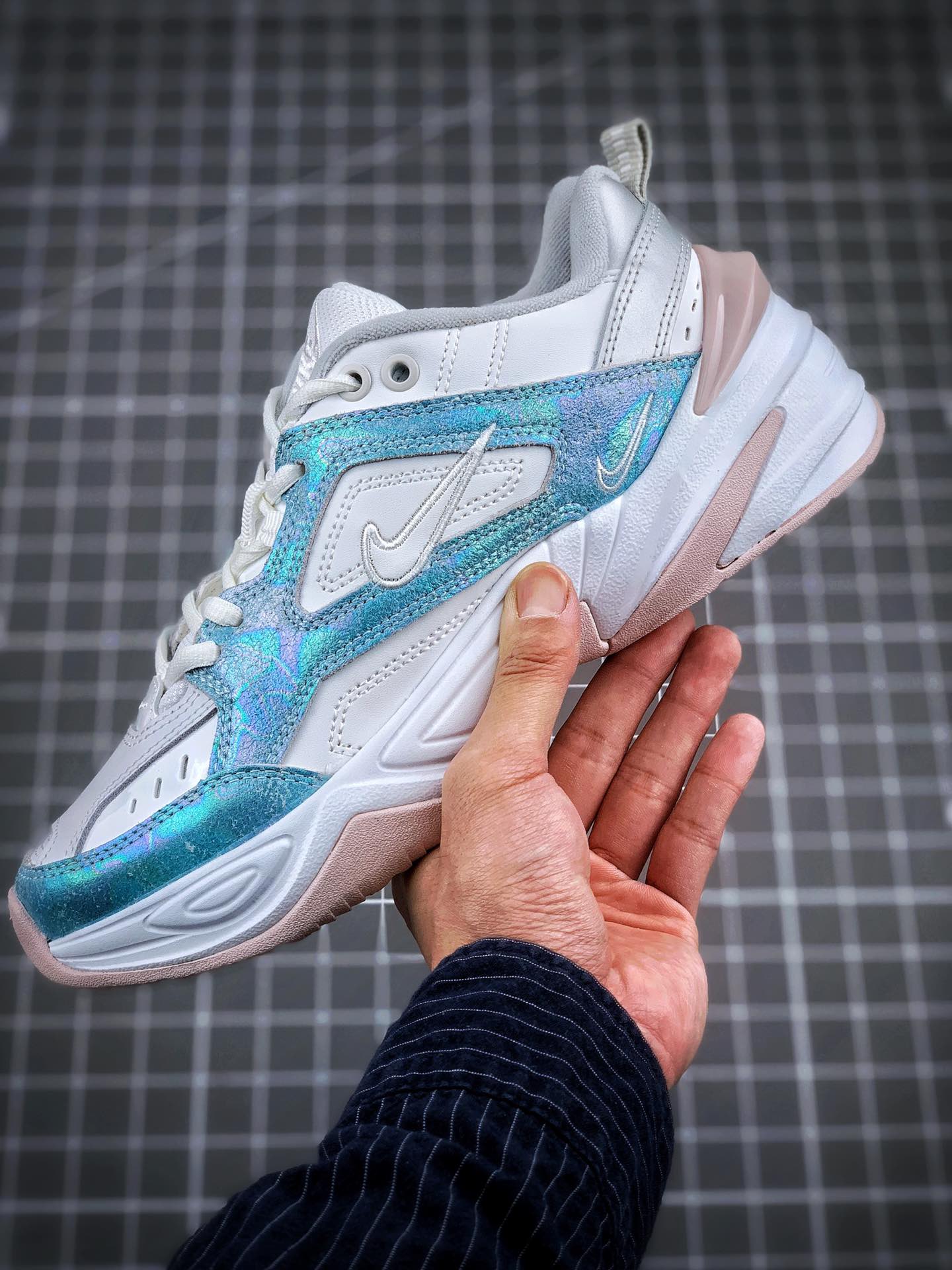 170纯原出货 区别市面先行版本  Nike Air Monarch M2K Tekno复古潮流百搭旅游老爹鞋”雾霾扎染蓝白” AO3108-103
