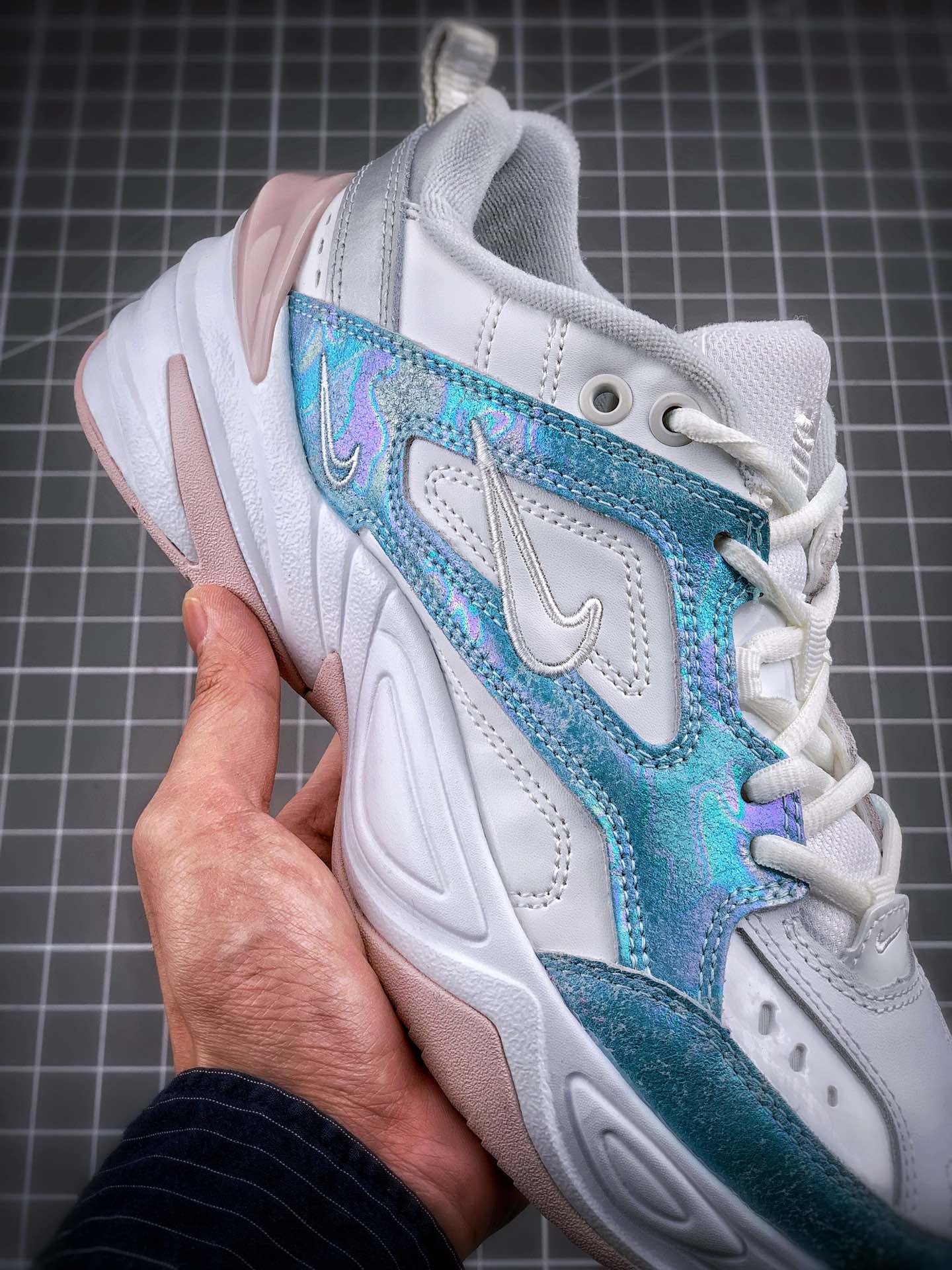 170纯原出货 区别市面先行版本  Nike Air Monarch M2K Tekno复古潮流百搭旅游老爹鞋”雾霾扎染蓝白” AO3108-103