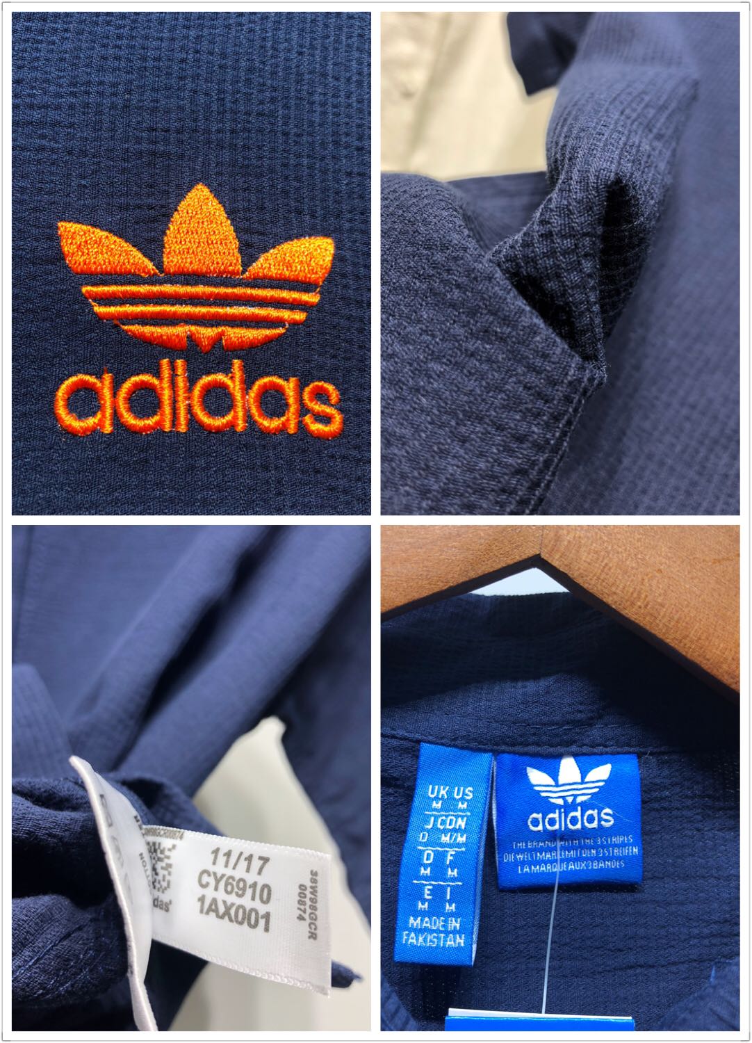 65 adidas三叶草小标刺绣侧三杠衬衫落肩袖短袖 刺绣饱满精致