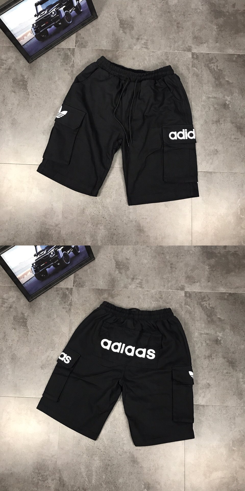 75 Adidas/阿迪达斯三叶草印花休闲工装短裤