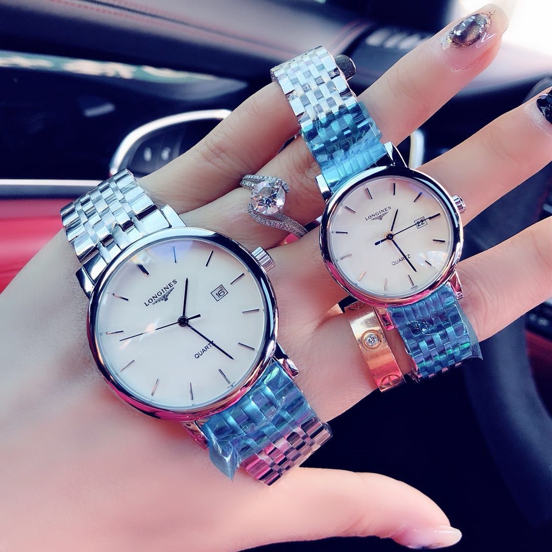 Longines Elegant الساعات أبيض . العام للرجال والنساء كامل الصلب Quartz Movement