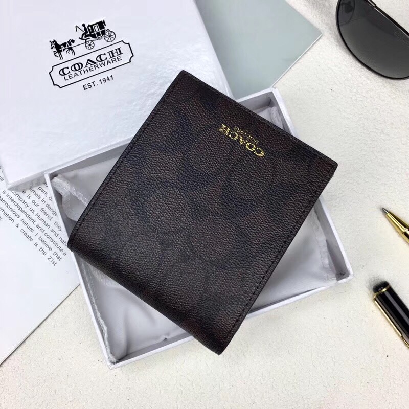 Luxury Coach Leather Wallet: Model 74586, Unbuttoned, Two-Story Cow Skin, 11×9.5cm. - 图片 3