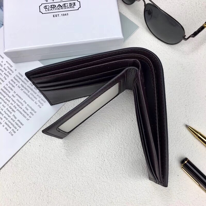 Luxury Coach Leather Wallet: Model 74586, Unbuttoned, Two-Story Cow Skin, 11×9.5cm. - 图片 8