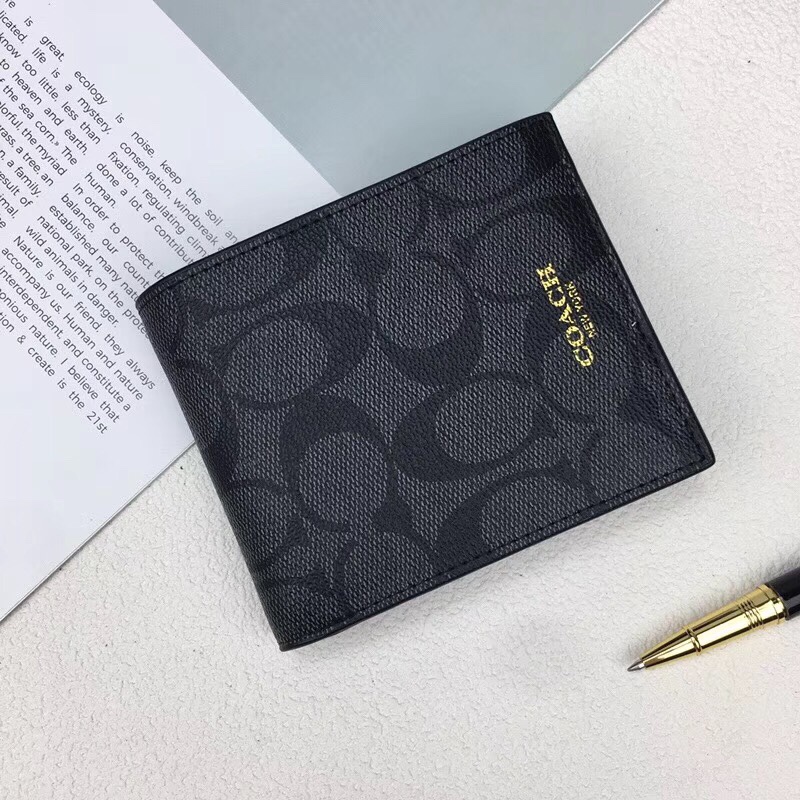 Luxury Coach Leather Wallet: Model 74586, Unbuttoned, Two-Story Cow Skin, 11×9.5cm. - 图片 5