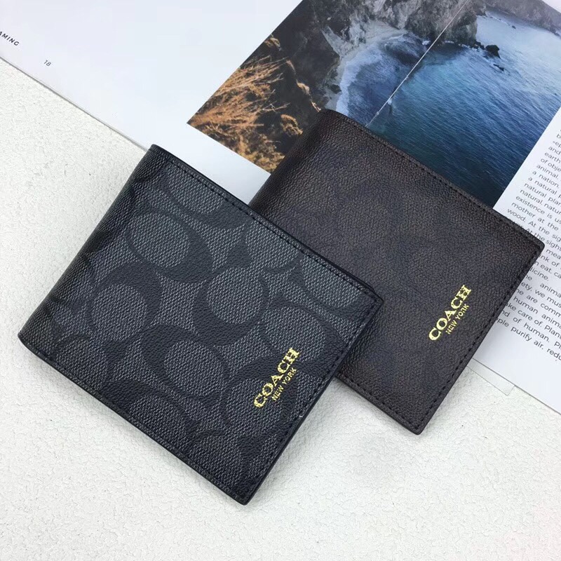 Luxury Coach Leather Wallet: Model 74586, Unbuttoned, Two-Story Cow Skin, 11×9.5cm. - 图片 1