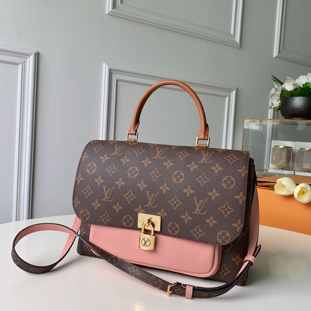 Louis Vuitton Messenger Bags Gold Pink Monogram Canvas Cowhide Fashion M43960