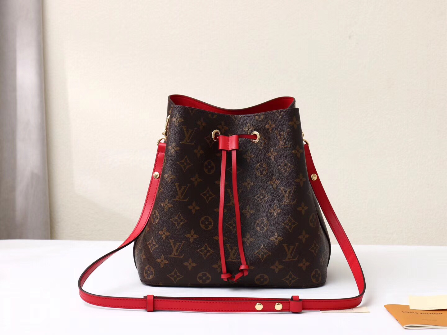 How can I find replica
 Louis Vuitton LV NeoNoe Top
 Bucket Bags Gold Red Monogram Canvas Calfskin Cowhide Spring Collection M44021