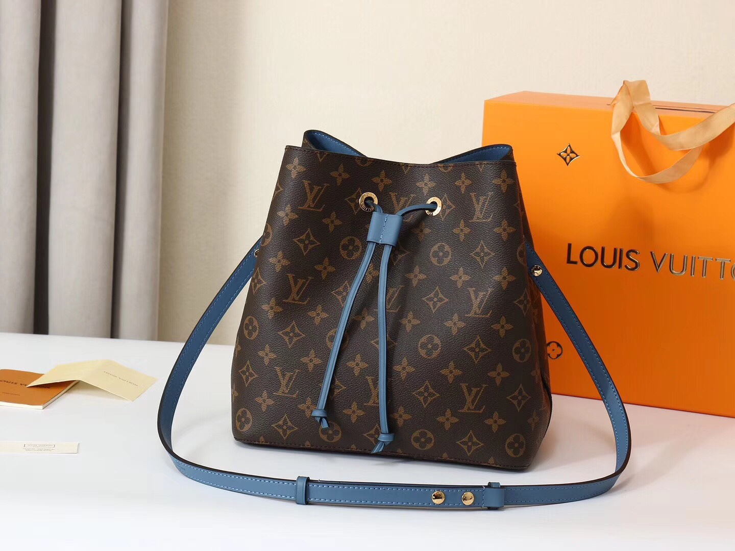 Louis Vuitton LV NeoNoe Bucket Bags for sale cheap now
 Blue Monogram Canvas Calfskin Cowhide Spring Collection M43569