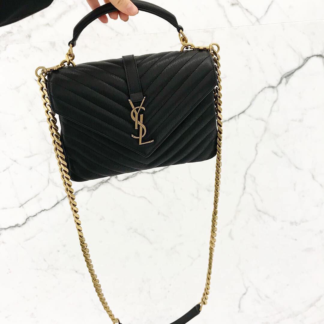 Saint laurent Ysl Monogram college_24cm黑色金扣428056