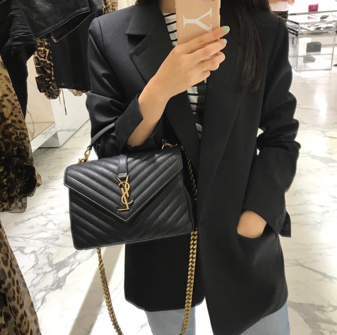 Saint laurent Ysl Monogram college_24cm黑色金扣428056