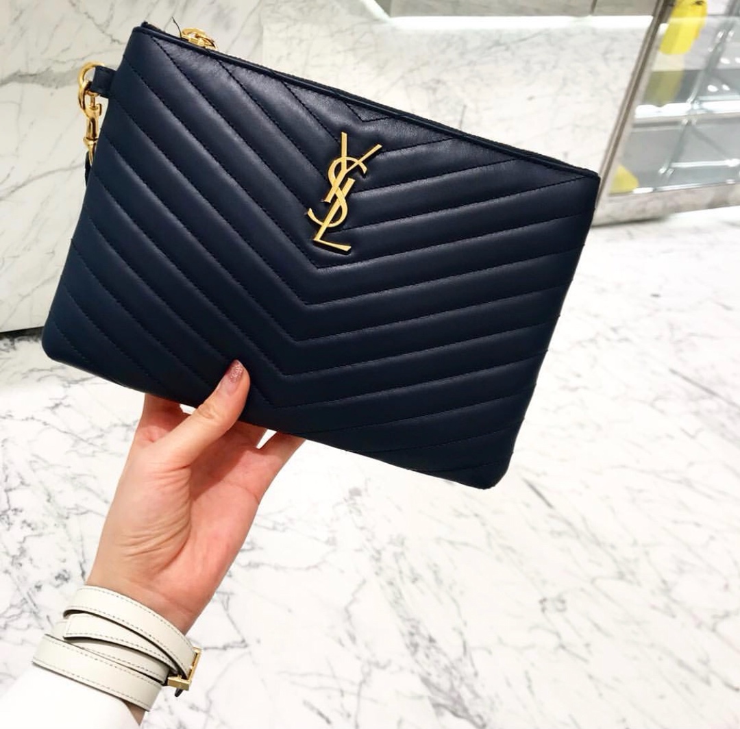 YSL MONOGRAM 24CM 小号手包 379039黑色/金扣