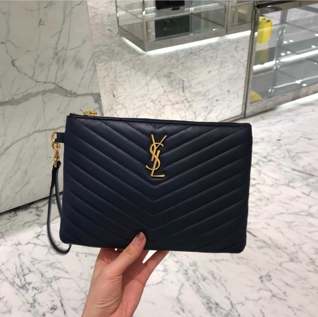 YSL MONOGRAM 24CM 小号手包 379039黑色/金扣