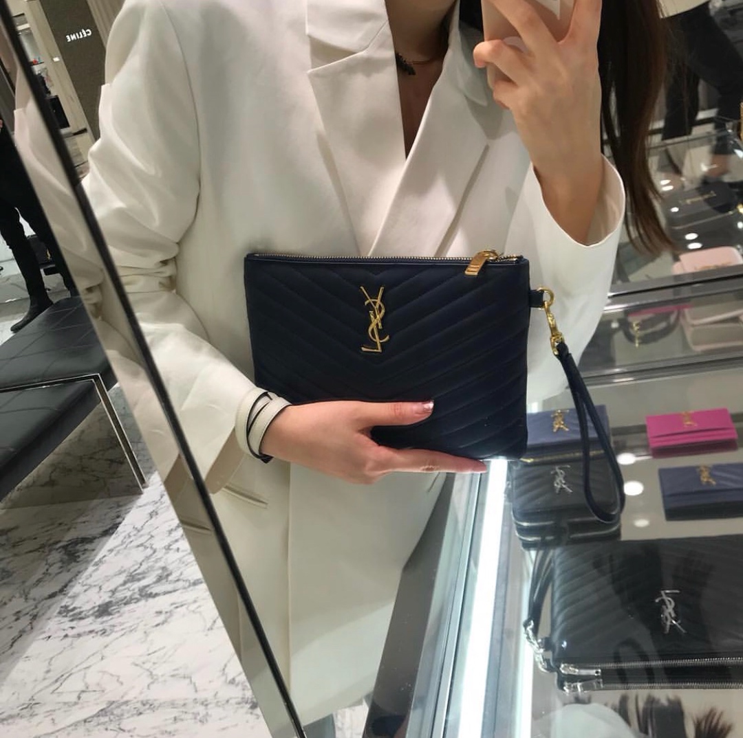 YSL MONOGRAM 24CM 小号手包 379039黑色/金扣