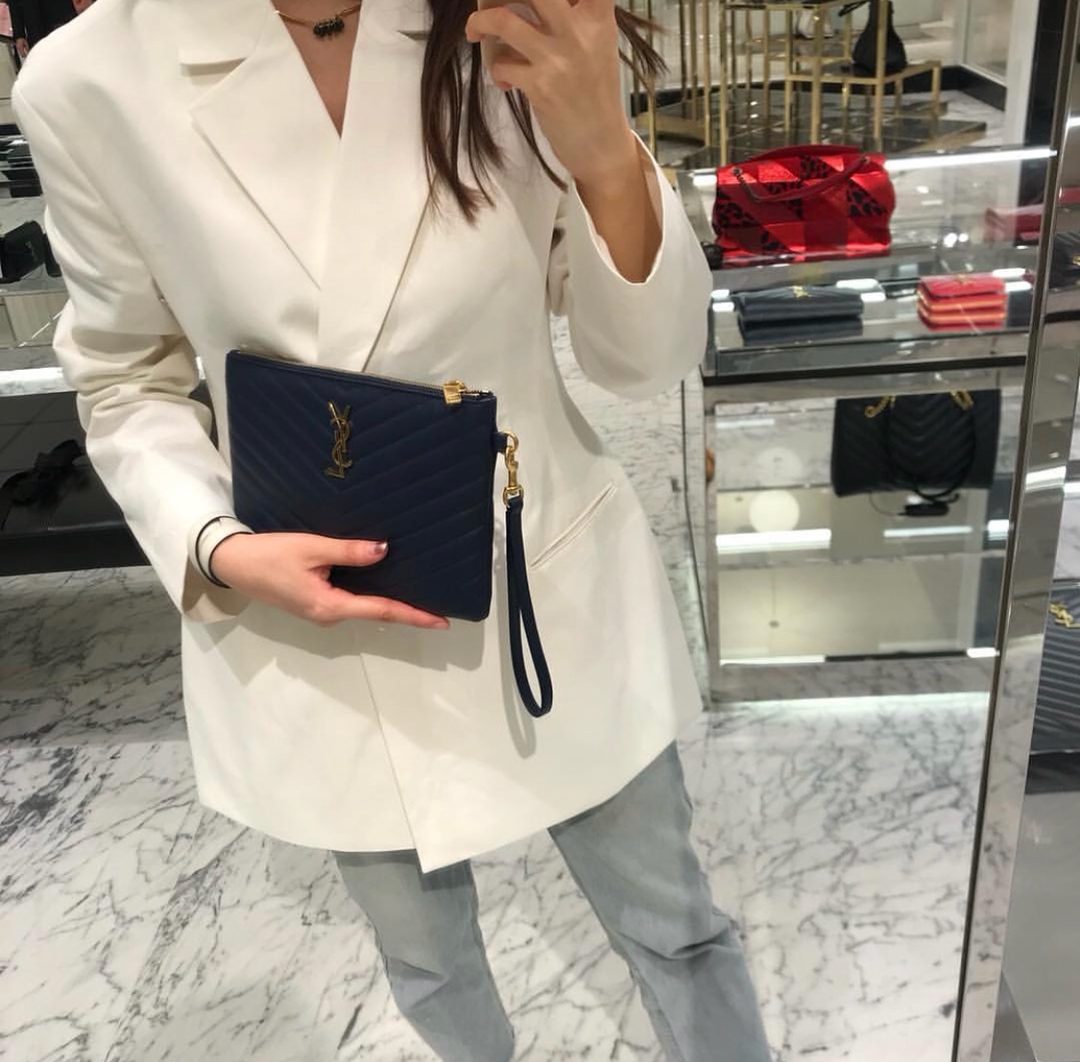 YSL MONOGRAM 24CM 小号手包 379039黑色/金扣