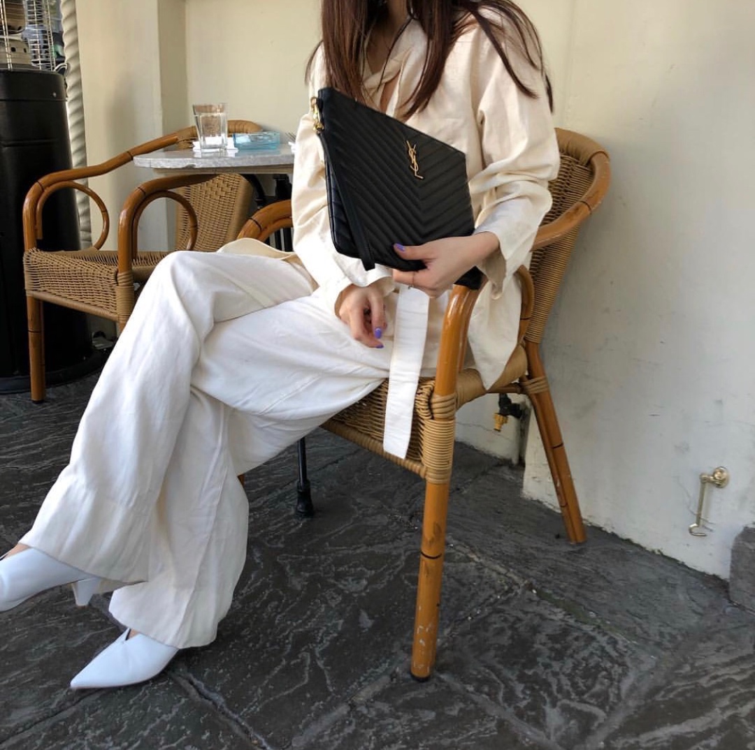 YSL MONOGRAM 30CM 中号手包 559193黑色/金扣