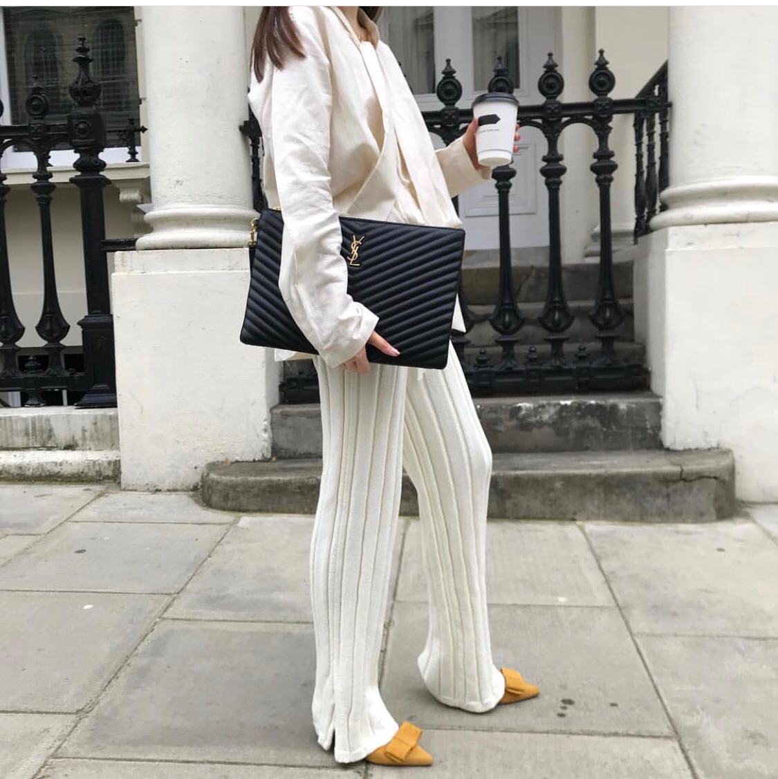 YSL MONOGRAM 36CM 大号手包 440222黑色/金扣