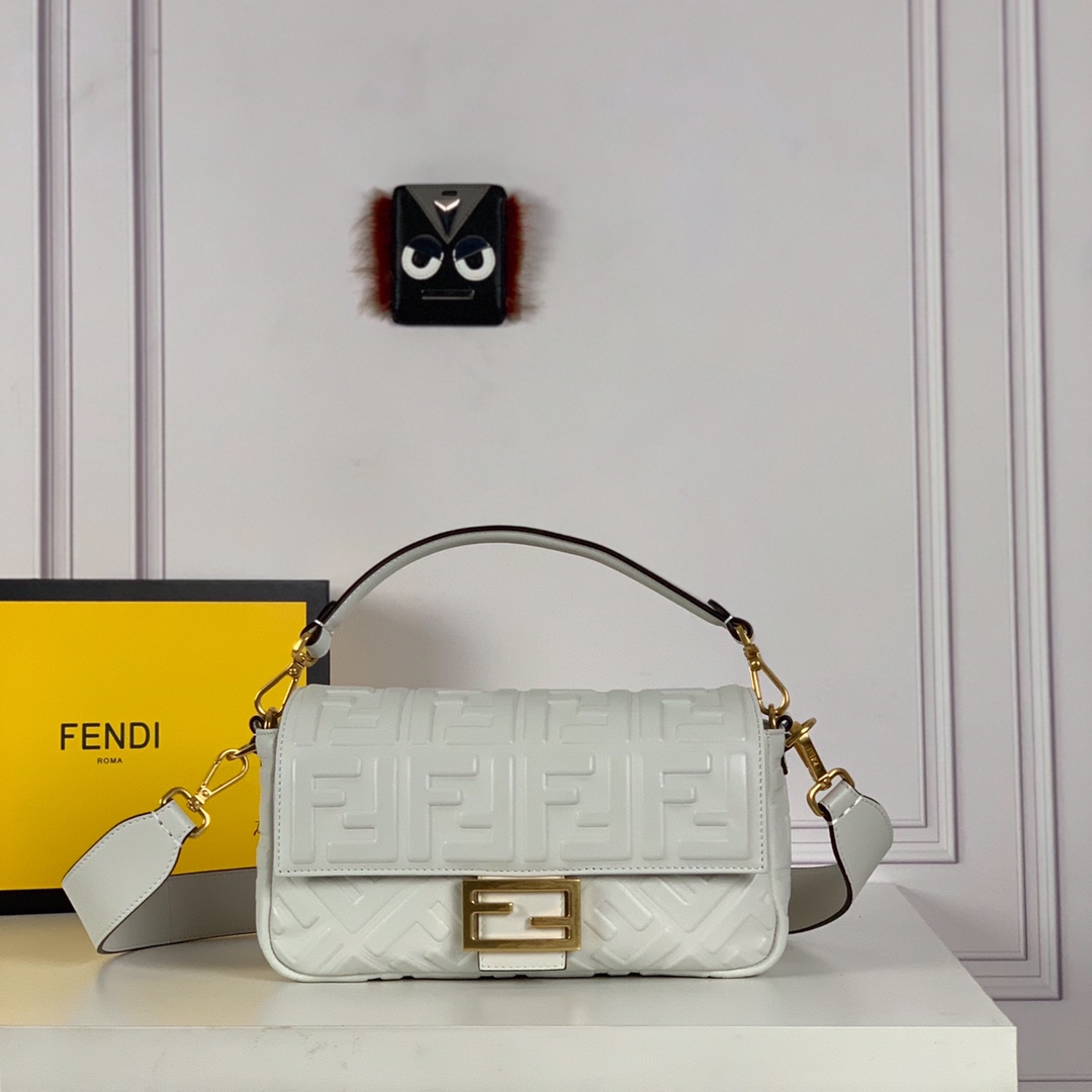 Fendi Borse Borsette Oro Bianco Pelle d'agnello di pecora Baguette