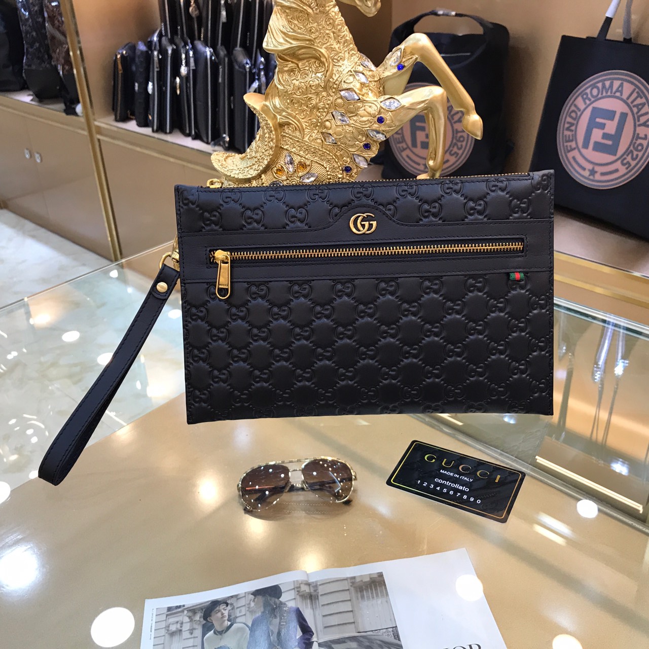 CHANEL matelasse handbag black caviar skin