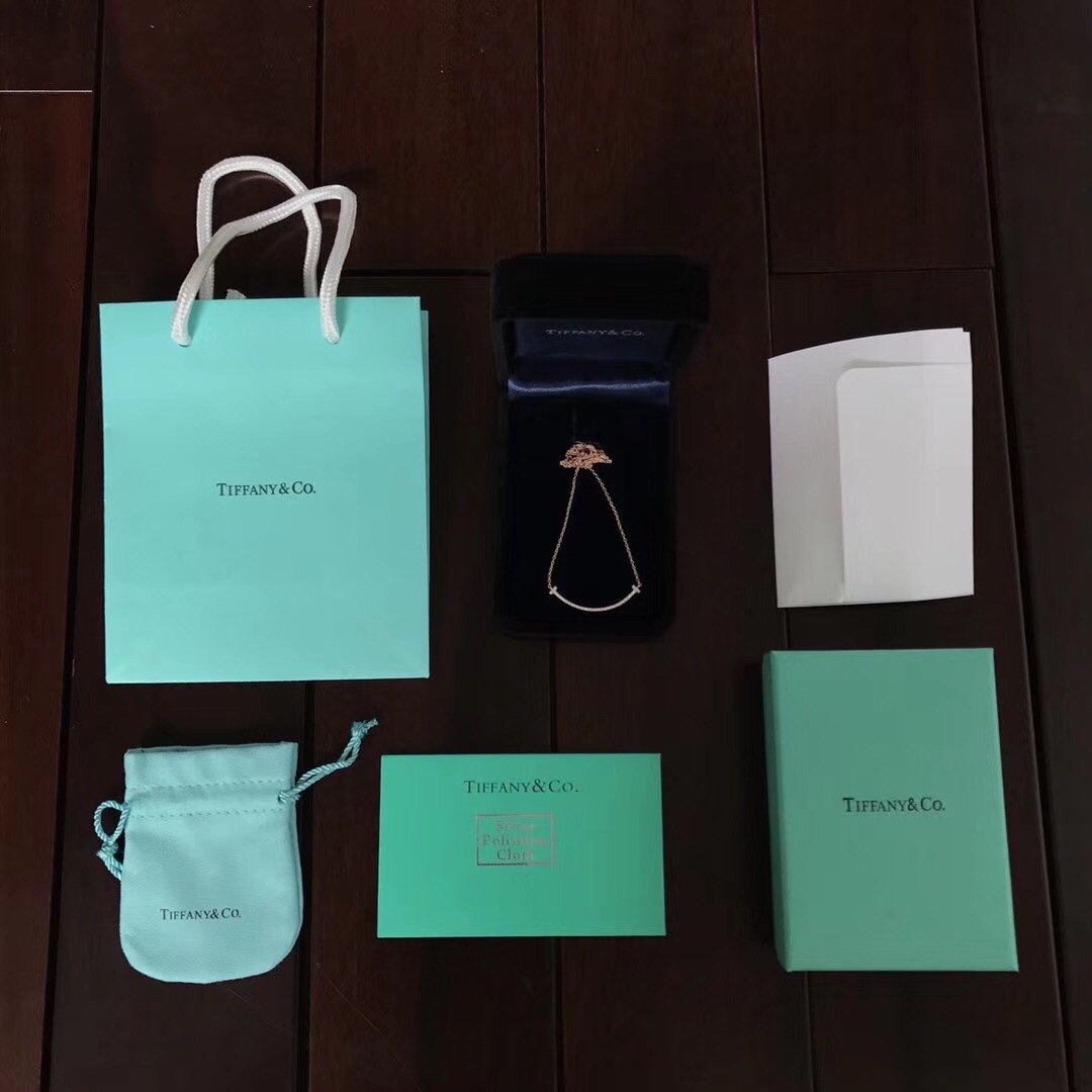 Tiffany & Co. Double 'T' Diamond Smile Pendant Necklace in Rose Gold