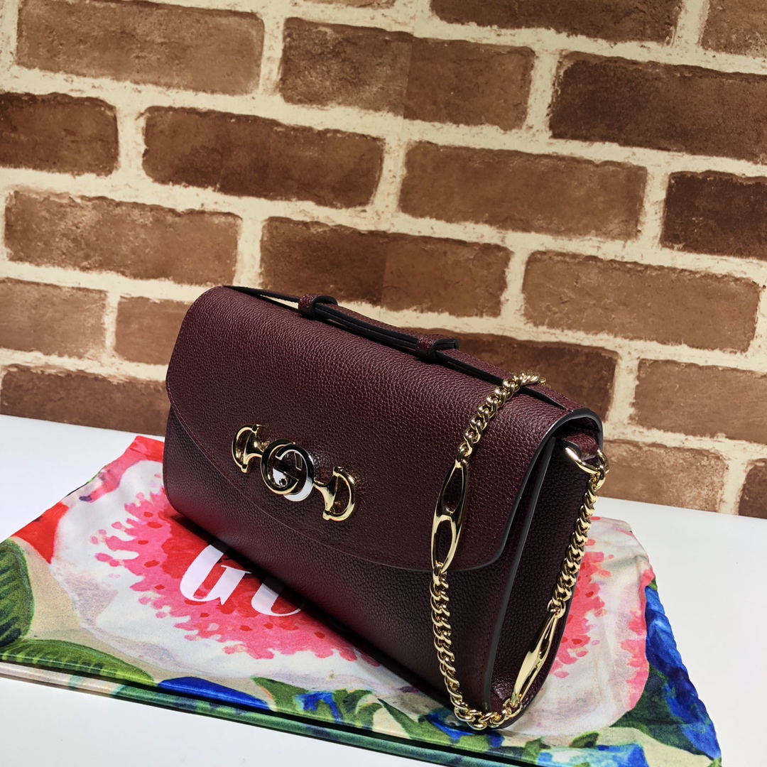 GUCCI古驰马衔扣1955系列荔枝纹单肩斜挎包572375