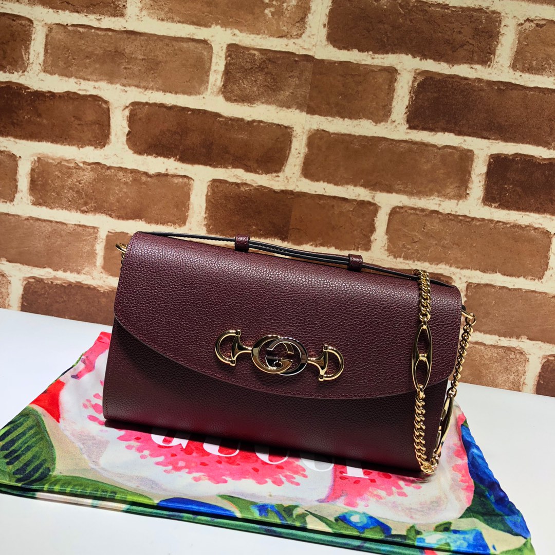 GUCCI古驰马衔扣1955系列荔枝纹单肩斜挎包572375