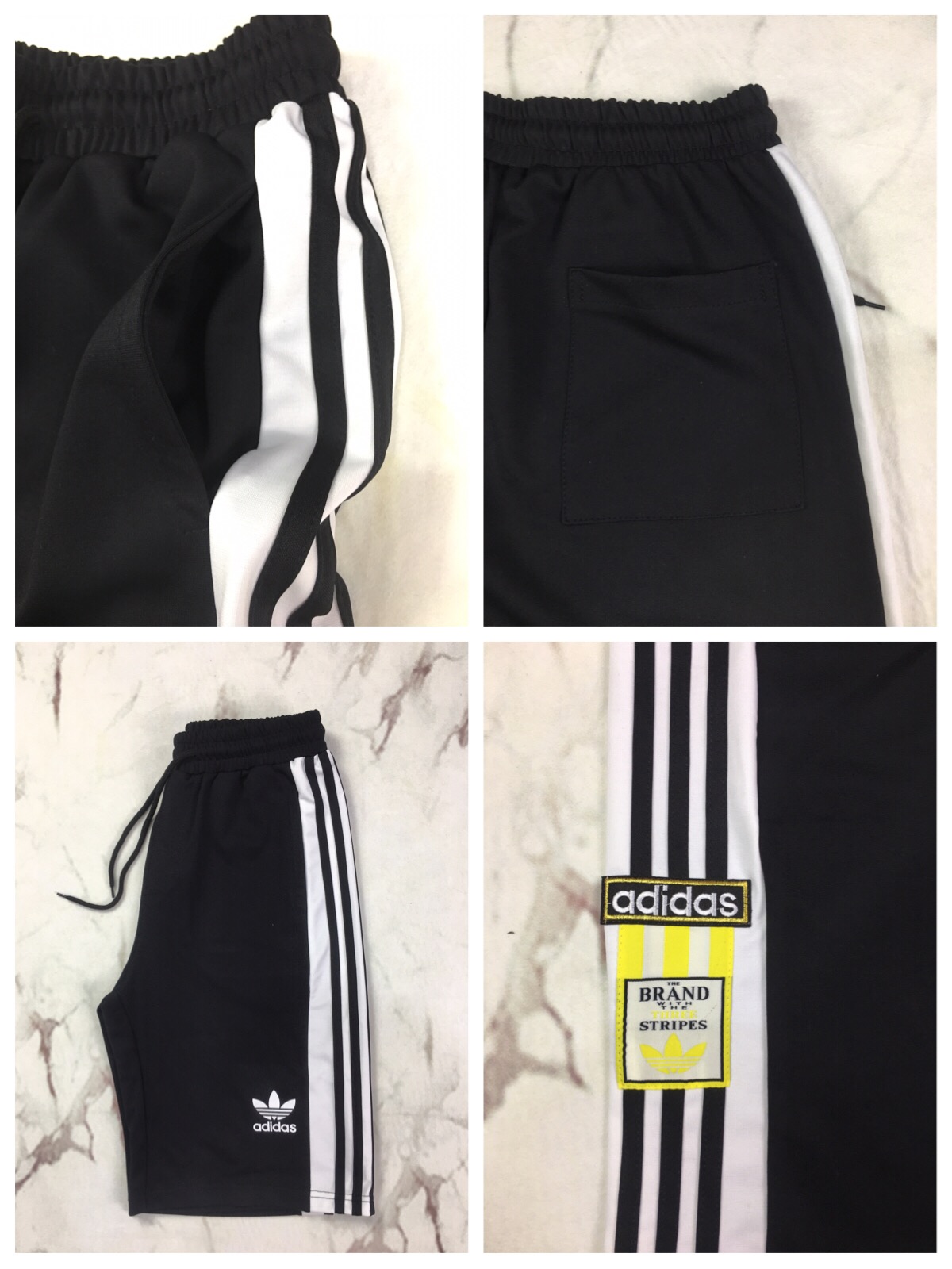 65 阿迪达斯Adidas三叶草贴标三条杠针织运动短裤！