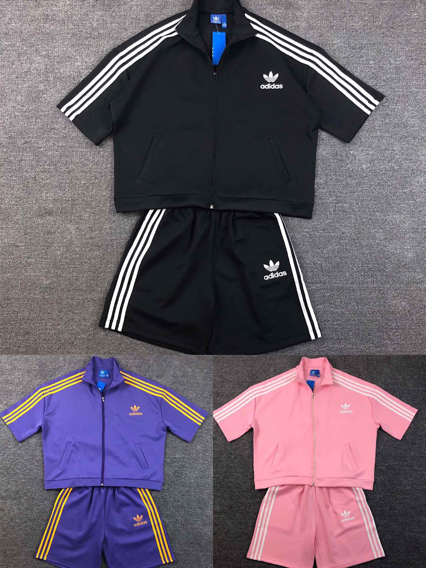 80  裤子 60 Adidas阿迪达斯三叶草海外版三色套装。ins风最强烈的运动套装 绝对代购级品质，零色差 。