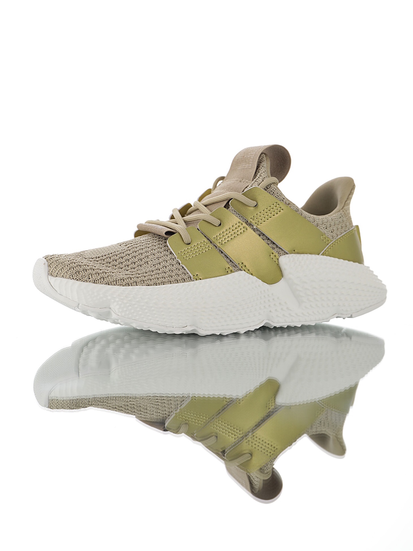 190 男女鞋，真标带半码  三叶草adidas Originals Prophere刺猬套脚飞织百搭慢跑鞋“针织锡箔金”CG6070