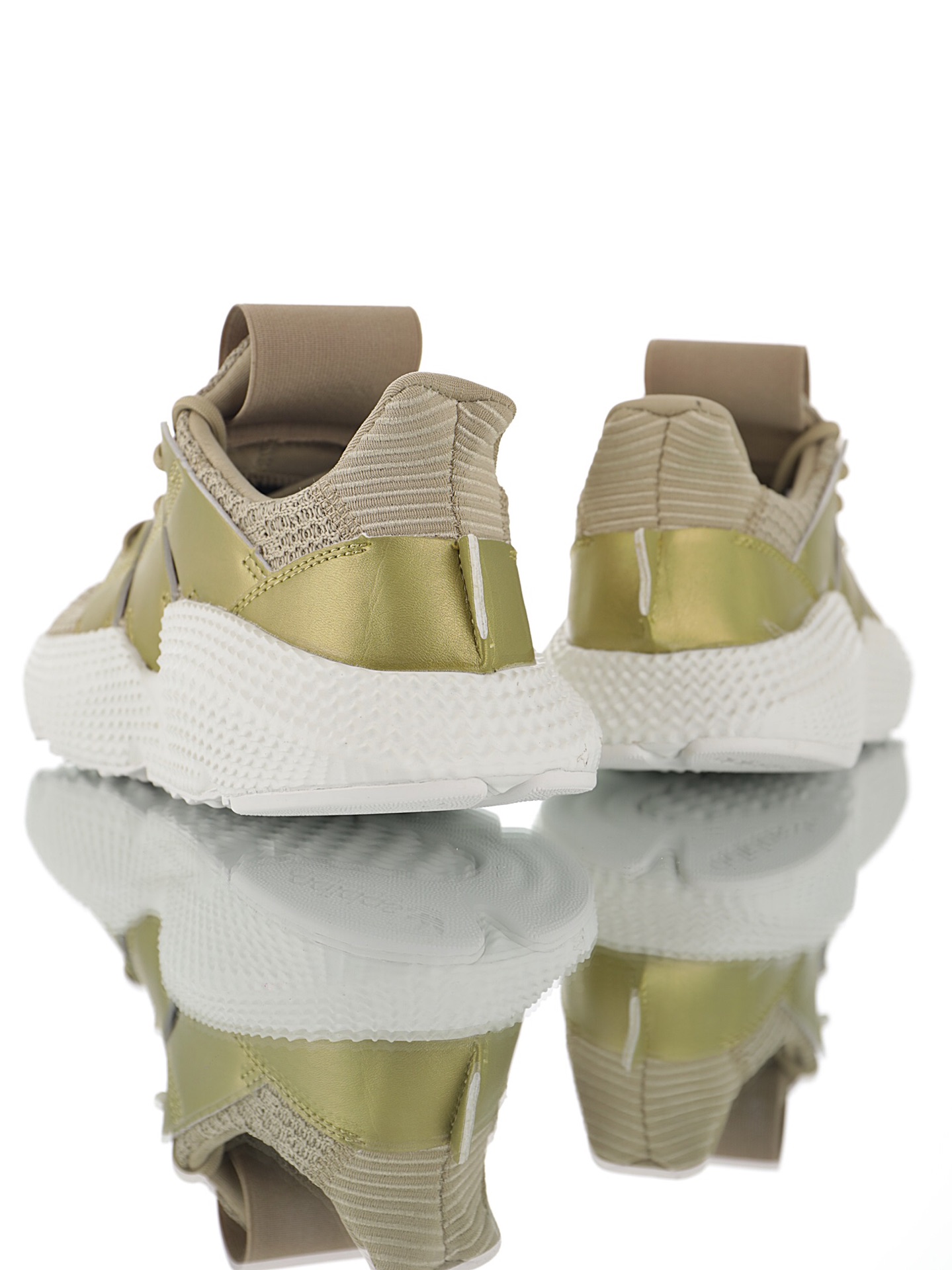 190 男女鞋，真标带半码  三叶草adidas Originals Prophere刺猬套脚飞织百搭慢跑鞋“针织锡箔金”CG6070
