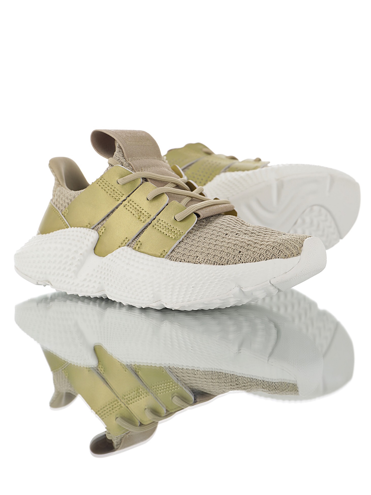 190 男女鞋，真标带半码  三叶草adidas Originals Prophere刺猬套脚飞织百搭慢跑鞋“针织锡箔金”CG6070