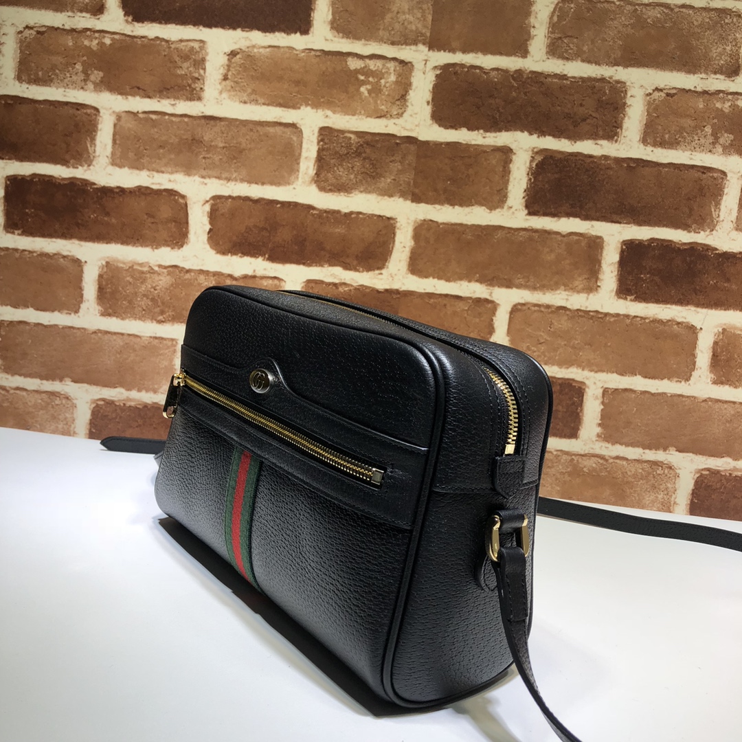 GUCCI古驰皮革红绿条纹肩背包517080