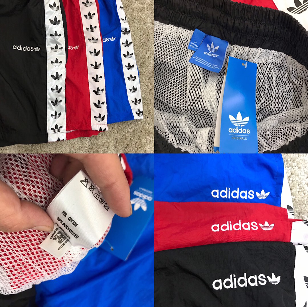 65 Adidas Originals TNT 三叶草复古串标情侣款五分短裤！官网代购在售款！