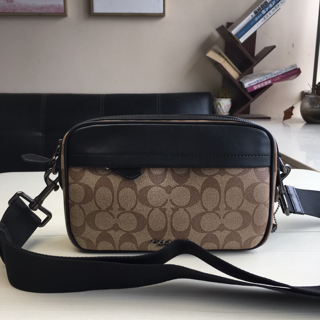 Coach coach 39946 50713 50715新款相机包 全头层牛皮材质 Graham Crossbody单肩斜挎男士相机包 尺寸 26