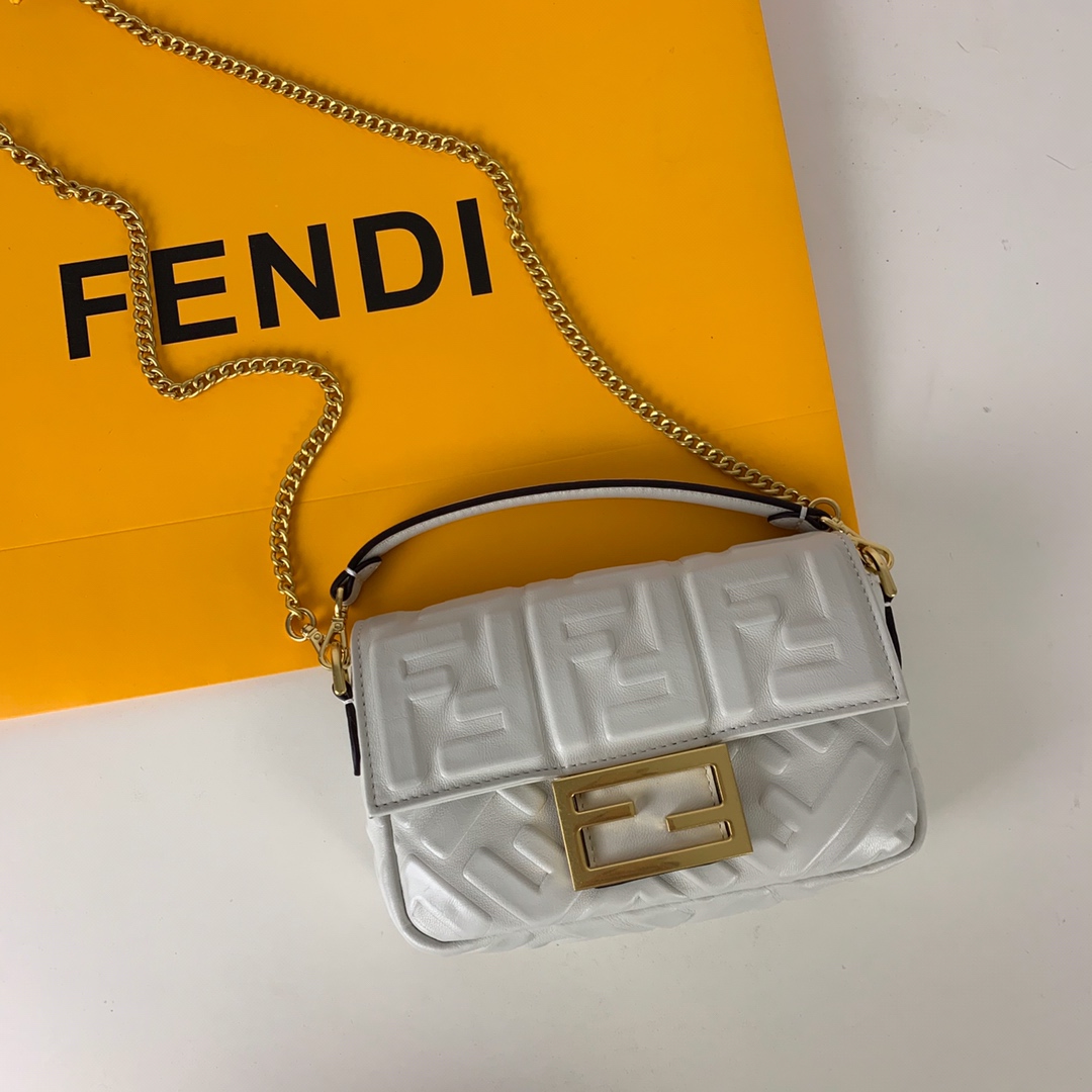 Fendi Borse Borsette Oro Bianco Pelle d'agnello di pecora Baguette