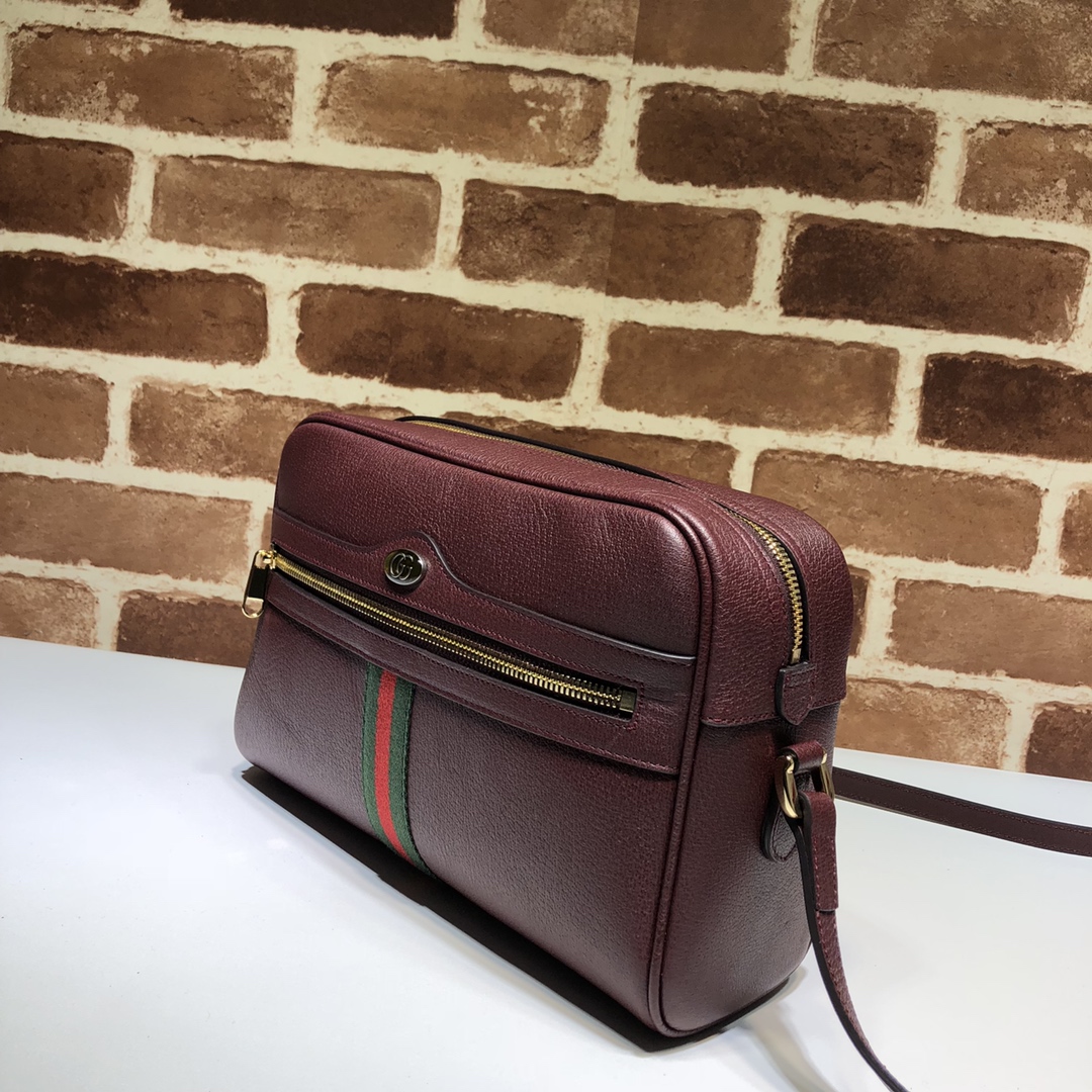 GUCCI古驰皮革红绿条纹肩背包517080