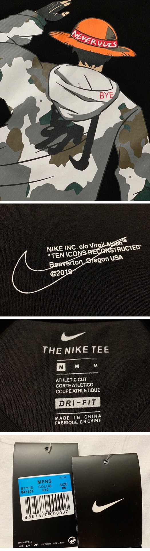 60 Nike-ow联名 海贼王系列 路飞背影 毕业季bye经典致别 黑白经典色