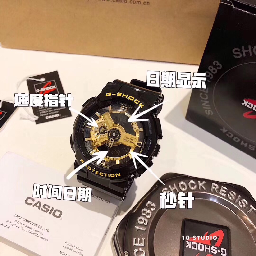 “Casio G-SHOCKGA: Fashionable Unisex Sports Watch in Black Gold and White”