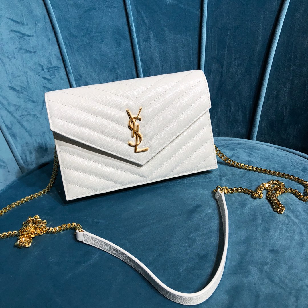 Yves Saint Laurent Designer
 Wallet Gold Calfskin Cowhide Chains