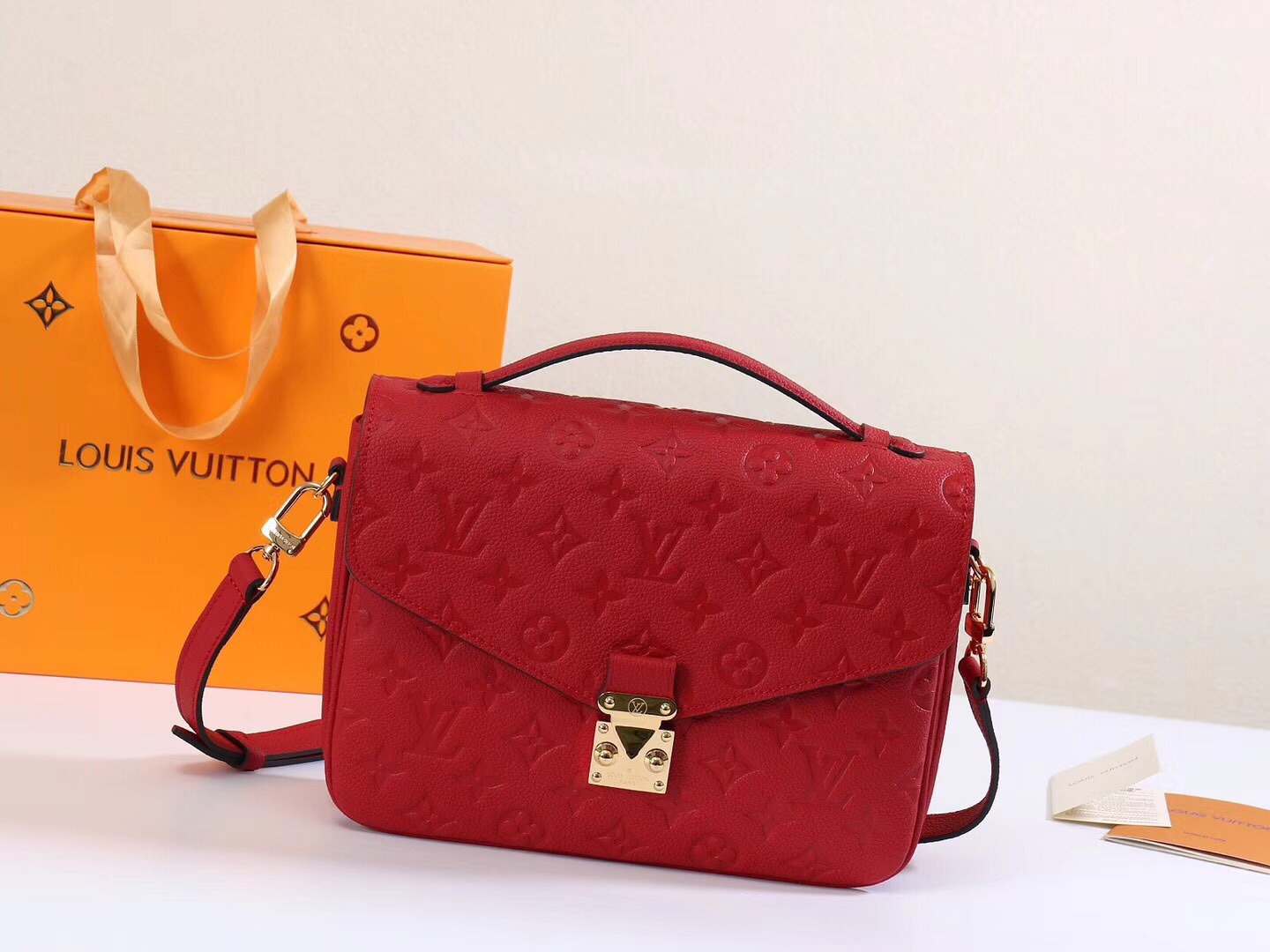 Louis Vuitton Clutches & Pouch Bags Red All Steel Empreinte​ Calfskin Cowhide