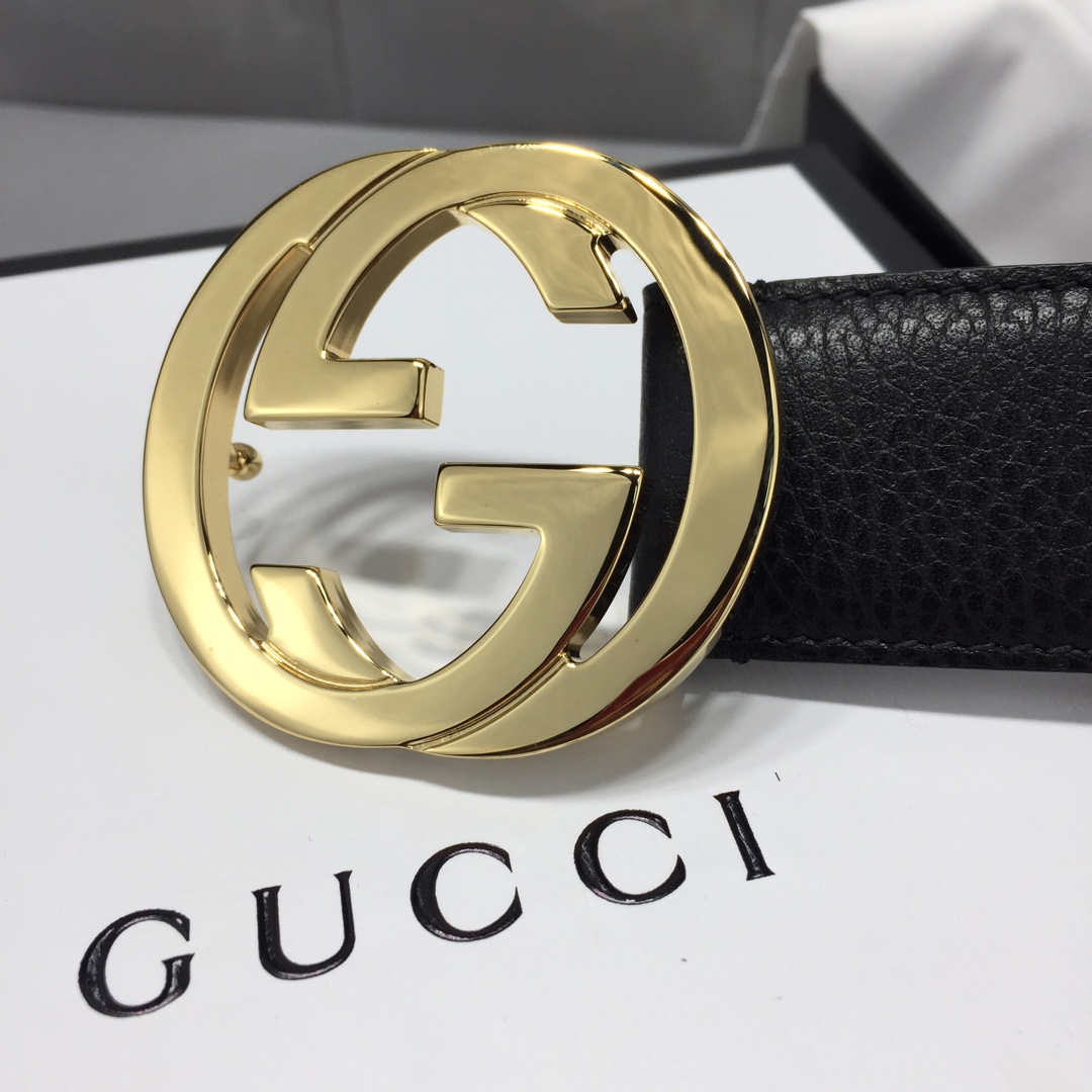 配送专柜全套礼盒包装GUCCI原單品質老鼠貨宽度4️.0️毫米進口荔枝紋面平紋小牛皮底精品經典圓雙G钢扣