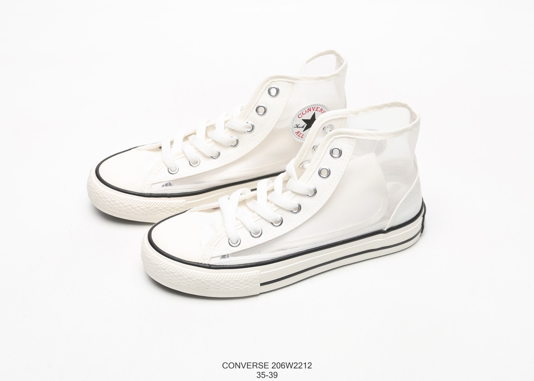 120 匡威 Converse  ALL-STAR 1970S 夏季透明网纱 百搭高帮 帆布小白鞋 #206W2212