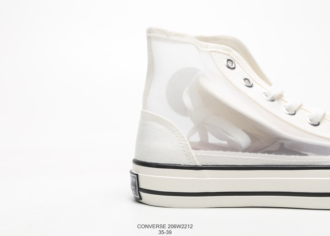 120 匡威 Converse  ALL-STAR 1970S 夏季透明网纱 百搭高帮 帆布小白鞋 #206W2212