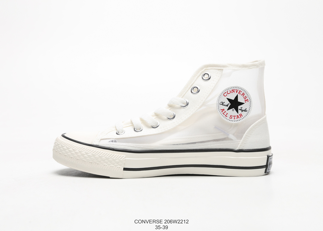 120 匡威 Converse  ALL-STAR 1970S 夏季透明网纱 百搭高帮 帆布小白鞋 #206W2212